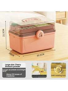 Große Kapazität Kunststoff Staubdichte Medizinbox, einfach und praktisch zu tragen, Medizin Aufbewahrungsbox, Erste-Hilfe-Kasten, Haushalts-Aufbewahrungsbox, Medizinischer Erste-Hilfe-Kasten, Medizinische mehrstöckige Medizinbox, Notfall-Aufbewahrungsbox, Familien-Tragetasche