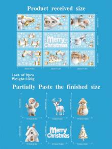 111pcs (9 Sheets) Christmas Glass Stickers, Snowflake, Santa Claus, Reindeer, Snowman Pattern Christmas Window Decorative Stickers, Suitable For Indoor Window Decoration During Winter Holidays - White & Gold Series