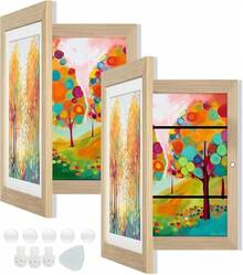 2pcs Marco para Dibujos Niños, Marcos de fotos de galería, Marcos para Cuadros, Gire la tapa Marco de arte magnético para niños Se puede colgar horizontal o verticalmente12.9 * 8.6 * 1.18 in (Negro) - Color maciza - Ver 12