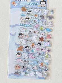 Metallic Silver Glaze Stickers, 3D Cute Animal Decorative Stickers, Suitable For Phone, Water Cup, DIY, Gifts