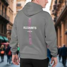 Sudadera Hoodie All Saints Letras Moradas  Unisex con Capucha - Gris - Ver 1
