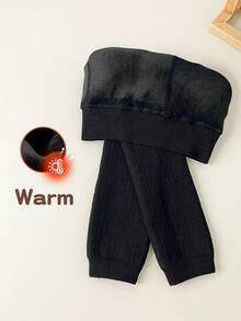 1 Pair Children's Capri-Length Tights, Girls Tights Winter Style, Thickened & Warm, Suitable For Outer Wear & Daily Outfits Baby Toddler Leggings