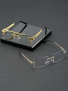 2 pares de gafas de moda de metal y transparentes, estilo europeo y americano, gafas de alta gama adecuadas para todas las ocasiones - transparente - Ver 1