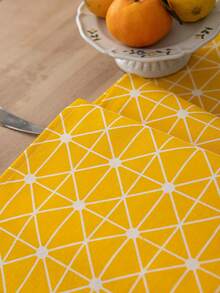 1 szt. Bohemian Yellow Rectangular Table Runner, Geometryczny wzór, Wiosna/Lato Dekoracyjny obrus na bufet, szafka na buty, Odporny na kurz i plamy, Nadaje się do domu, kuchni, jadalni, posiłków, pikników, grilli, kempingu, na zewnątrz, świąt, imprez, codziennego wystroju domu