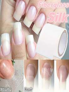 1卷白色指甲修复玻璃纤维胶带套装，加固和延长受损指甲，保护指甲，家用美甲工具 - 白色 - 查看 3