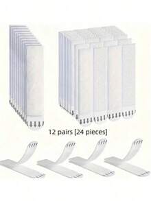 12 Pairs [24 Pcs] Nylon Picture Hanging Strips, No Drill Hooks, Frame Wall Art Ledge, Invisible Magic Tape Glue, Double-Sided Wall Mounting