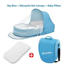 1 szt. Wielofunkcyjne przenośne łóżeczko dziecięce – składane, przenośne łóżeczko dziecięce w stylu plecaka, antypoślizgowa gondola dla noworodka, lekkie łóżeczko turystyczne z moskitierą i baldachimem, odpowiednie dla dzieci w wieku 0–10 miesięcy, dostępne w kolorze ciemnoszarym, błękitnym, różowym i zielonym - Wielokolorowe - Zobacz 11