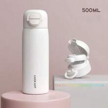 时尚便携式双盖不锈钢保温水瓶，适合户外、学校、男士和女士
