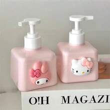 Sanrio Hello Kitty Refillable Dispenser Bottle - Cute Cartoon Cat Design, Pink & White Color, PVC-Free, Suitable For Shampoo, Hand Wash, And Dish Soap, Bathroom Storage & Organization Companion. - Multicolor - View 3