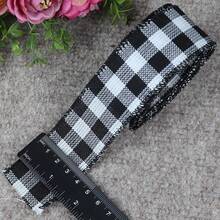 1pc Plaid Burlap Ribbons Wired Edge Tape Christmas Ribbon For Gift Wrapping DIY Hair Bows Christmas Decoration