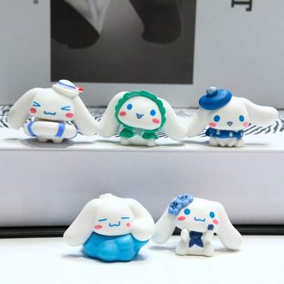 Sanrio 5pcs Sanrio Cinnamoroll Figurines, Cake Decorations, Desktop Decor, Back To School Gifts, Suitable For 14+ Years Old, Holiday Party, Birthday, Festival Gifts, Cartoon Toy Favors, Great For Halloween And Christmas