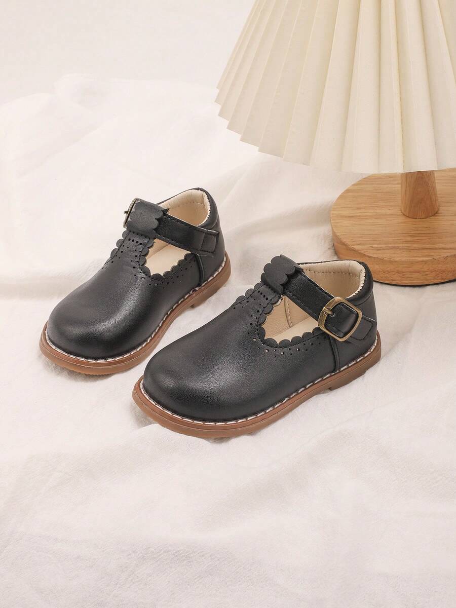 1 Pair Girls' PU Leather Lightweight Versatile Mary Jane Shoes, Suitable For All Seasons