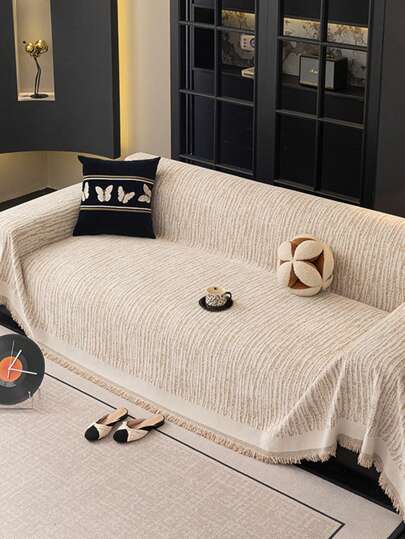 1 件现代简约风格白色和奶油色沙发套，采用分段式设计，适合 3 个垫子，可洗天鹅绒宠物沙发保护套，适用于沙发家具，尺寸 180 厘米 X 300 厘米。圣诞节和万圣节家居装饰，冬季和秋季保暖产品。