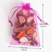 100PCS Organza Bags, 4x6 Inches 10x15cm Small Mesh Bags Drawstring, Jewelry Bags, Packaging Bags Valentines Day, Party, Festival, Bathroom Soaps, Makeup Organza Favor Bags White - Hot Pink - View 4