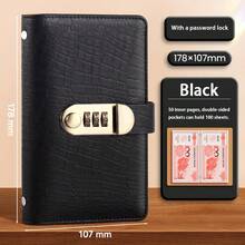 1 件 PU 密码锁鳄鱼纹现金储蓄日记本 - 100 天情侣储蓄挑战套装，多功能便携收纳本，带储物袋。非常适合学生返校或储蓄目标 - 带现金追踪和账单存储功能的理财日记本。 - 彩色 - 查看 14