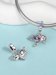 1pc Cute & Minimalist Ocean Series Jewelry Set: Heart, Peach Blossom, Koi Fish, Seashell, Starfish, Turtle, Conch, Jellyfish, Starfish Shell 925 Silver Beads/Safety Chain DIY Bracelet Accessories, Suitable As Jewelry Gift For Women For Daily Wear, Valentine's Day, Date, Anniversary, Christmas, Thanksgiving, Carnival, Theme Party, Birthday