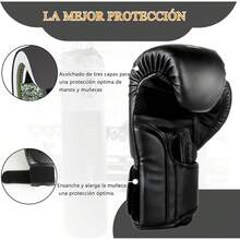 Jasonwell Guantes de Box 10 12 14 16 Oz para Entrenamiento y Costal - Protector Bucal Incluido - Absorción de Impactos para Boxeo, Kickboxing y Gym - Negro - Ver 11