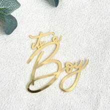 1个/2个亚克力女宝宝出生蛋糕装饰摆件，婴儿派对装饰品，性别揭晓“是女孩”蛋糕装饰，时尚青少年派对和生日派对亚克力蛋糕插牌 - 非常适合甜点桌装饰，蛋糕插牌装饰 - 金色 - 查看 9