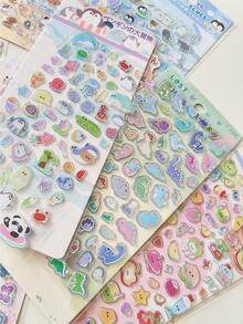 Metallic Silver Glaze Stickers, 3D Cute Animal Decorative Stickers, Suitable For Phone, Water Cup, DIY, Gifts