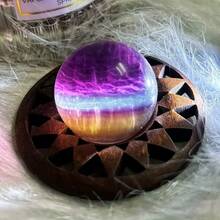 1pc Rainbow Fluorite Crystal Ball - Vibrant Watermelon-Shaped Natural Gemstone Decor, Home Accents And Unique Gift Idea - 5-6cm - View 6
