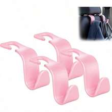 Car Seat Headrest Hook 4 Pack Hanger Storage Organizer Universal For Handbag Purse Coat Fit Universal Vehicle Car Black S Type - 粉色 - 查看 1
