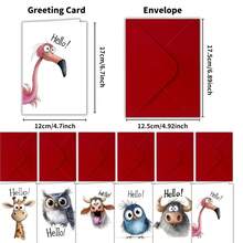 12pcs, Funny Wildlife Greetings Greeting Cards With Envelopes | Cartoon Animal Greeting Cards, Assorted Funny Wildlife Designs, For Birthday, Thank You Gift, Congratulations Gifts, Halloween, Thanksgiving, School Supplies,Back To School - 12pcs(Envelope X 6 + Card X 6) - View 2