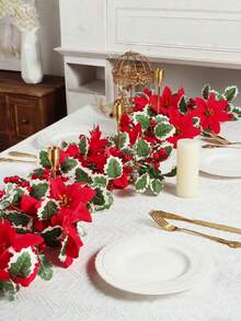 1 pieza Guirnalda de Navidad artificial - Flores y enredadera de bayas realistas con hojas verdes, fácil de colgar, perfecto para un ambiente festivo - Ideal para Navidad, aniversario, boda, cumpleaños, decoración de arcos y paredes