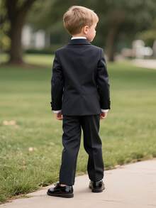 4-Piece Set Of Boys Formal Suit Vest Pants Bow Tie Boy Elegant Suit Boy Wedding Guest Children Gentleman Suit Party Dress - Black - View 3