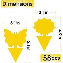 50 Pieces Of Random Shapes Indoors, Outdoors, Kitchen, Office, Yellow Sticky Traps For Fungus Gnat, Fly And Flying Insects,  & Odorless, Kid & Pet , Economic Pack 58 Pcs Flying Insect Traps For Plants,