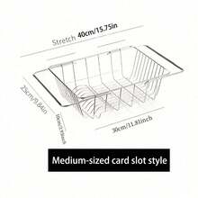 1pc Adjustable Stainless Steel Sink Drain Basket - Multi-Purpose Expandable Sink Organizer Rack For Plates, Bowls, Cups And Utensils,Kitchen Items For Ultimate Kitchen Efficiency With Cozy Fall& Winter Styles - Silver - View 11