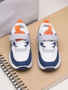 1双儿童软底防滑网面透气轻便魔术贴运动鞋，休闲时尚户外徒步跑步鞋，适合所有季节 - 藍色 - 查看 4