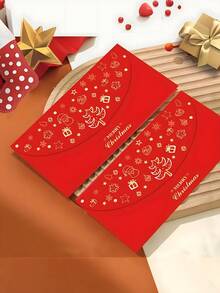 5pcs Christmas Card Envelopes, Money Envelopes, Gift Envelopes, For Christmas With Bronzing & Hollow Design Xmas Cash Gift Envelopes For Christmas New Year Holiday, Festivals, Weddings, Parties, Birthdays And Christmas Celebration, Unique Collectibles
