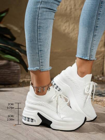 Women's Platform Wedge Sneakers, Casual Comfortable Increase Height Shoes