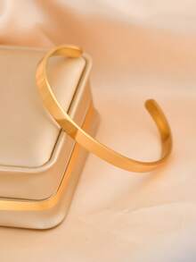 1pc Men's Fashionable 6MM Stainless Steel Bracelet - Yellow Gold - View 2