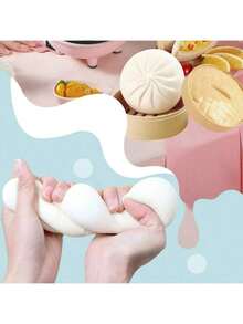 1/2pcs Dumpling Shaped Soft Cute Stress Relief Toy, Dumpling Shaped Squeeze Stress Ball, Steamed Bun Shaped Squeeze Stress Relief Toy, Dough Ball Soft Cute Dumpling Shaped Sensory Stress Relief Toy, White Soft Cute Bun Adult Gift - Multicolor - View 11
