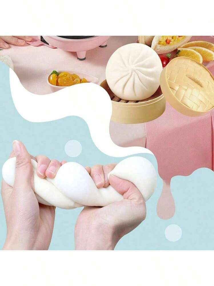 1/2pcs Dumpling Shaped Soft Cute Stress Relief Toy, Dumpling Shaped Squeeze Stress Ball, Steamed Bun Shaped Squeeze Stress Relief Toy, Dough Ball Soft Cute Dumpling Shaped Sensory Stress Relief Toy, White Soft Cute Bun Adult Gift - Multicolor - View 11