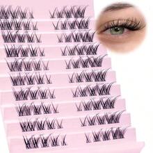 Lash Clusters Wispy Left And Right, Eye C Curl Eye Eyelash Clusters Natural Wispy Cluster Eyelash Extensions 9 - 14MM Band False Eyelashes 9mm 11mm 12mm 14mm - 黑色 - 查看 2