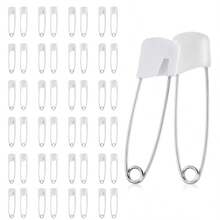50 Pcs Stainless Steel Safety Pins With Locking Closures For Clothing Fastening And Diaper Securing 4CM Length Durable And Reliable For Everyday Use In Fashion Crafting And Baby Care Applications - trắng - Xem 1