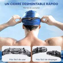 Conjunto de Gafas de Natación que Incluye Gafas de Natación con Lente de Protección UV, Gorro de Natación, Auriculares para Hombres y Mujeres, Adultos y Niños - Paquete de 2-azul polvo - Ver 5