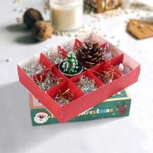 5 Piezas/Sets Cajas de regalo creativas de Navidad Cajas de regalo de 12 compartimentos Caja de calendario de adviento Perforada con el dedo Cajas de Navidad para regalos DIY Feliz fiesta de Navidad - Multicolor - Ver 6