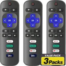 3 Pack Replacement Remote Control Only For Roku TV, Compatible For  Roku/Hisense Roku/Sharp//Onn Roku (Not For Roku Stick And Box)(Default) - 類型1 - 查看 1
