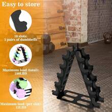 Dumbbell RackDumbbells not includedA - Frame Metal Dumbbell Holder with Handle, Multilevel Weight Storage Organizer Dumbbells, Tree Shape Compact Weight RackHolder, Women Home Gym - Negro - + 5 niveles - Ver 5