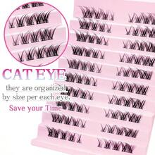 Lash Clusters Wispy Left And Right, Eye C Curl Eye Eyelash Clusters Natural Wispy Cluster Eyelash Extensions 9 - 14MM Band False Eyelashes 9mm 11mm 12mm 14mm - 黑色 - 查看 7