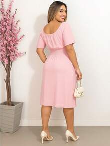 Elegance Flare Sleeve Romantic Dress - 淺粉色 - 查看 2