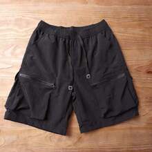 Men's Cargo Shorts With Multiple Pockets, Zipper And Quick-Drying Pants, Thin And Wear-Resistant - 黑色 - 查看 1