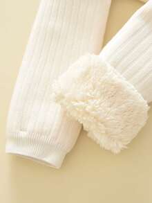 1pc Toddler Girls' Thick Warm Comfortable Leggings, Autumn/Winter