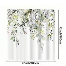Green Plant Design Waterproof Mildew Resistant Polyester Bathroom Shower Curtain With Dry And Wet Separation, Barrier Partition Decor Home Bathroom Decor Fall Decor Bathroom Accessories Back To School - Leaves - View 16