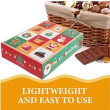 5 Piezas/Sets Cajas de regalo creativas de Navidad Cajas de regalo de 12 compartimentos Caja de calendario de adviento Perforada con el dedo Cajas de Navidad para regalos DIY Feliz fiesta de Navidad - Multicolor - Ver 8