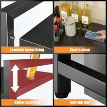 1pc Microwave Rack, Expandable Microwave Rack, Countertop Kitchen Utensil Cutlery Storage Rack, Carbon Steel Microwave Rack With 6 Hooks - Multicolor - View 4