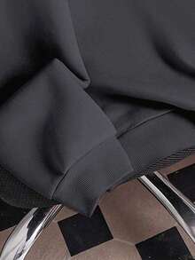 少女字母图案印花保暖卫衣 - 深灰色 - 查看 6